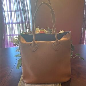 L.L. Bean signature Brown pebbled Leather Tote large Rare Limited Edition